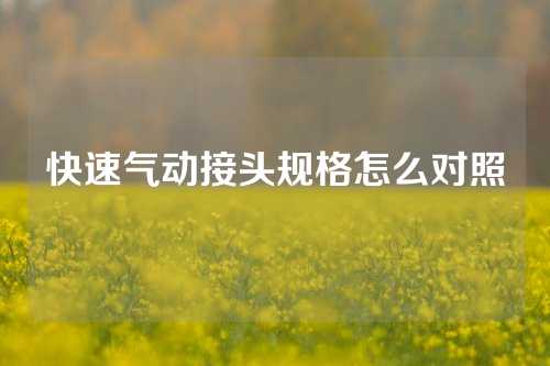 快速气动接头规格怎么对照