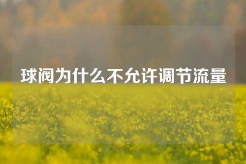 球阀为什么不允许调节流量