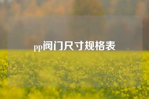 pp阀门尺寸规格表